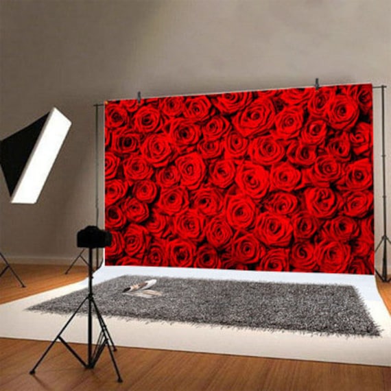 Red Rose Flowers Wall Photography Backdrop Wedding Birthday Etsy