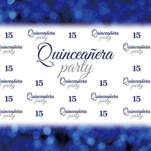 Quinceanera Step and Repeat Background royal Blue 15th Party Photography studio Backdrop Vinyl Photo Booth,15 Quinceanera Party Backdrop