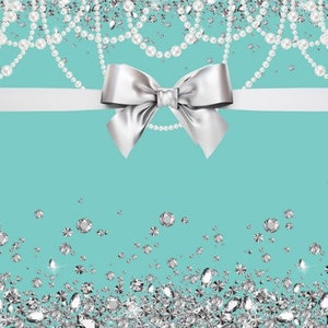 Diamonds and Pearls Photography Backdrop,Aqua Green Turquoise Birthday Vinyl Photo Booth background Decor,Baby Shower Birthday Party Banner