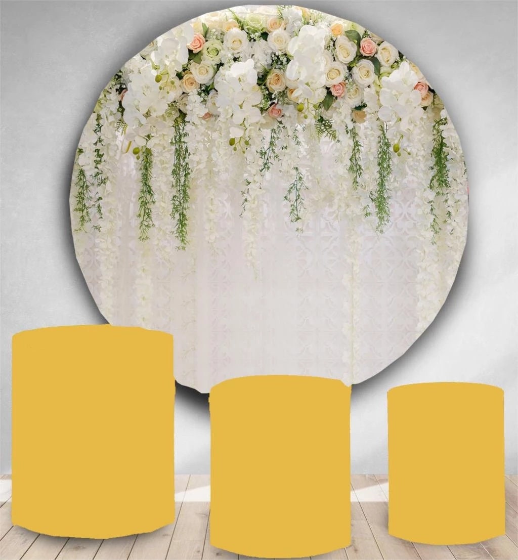Sfondo Fotografico 2,1×1,5m Con Porta In Legno E Fiori – Tessuto In Poliestere Per Compleanni E Baby Shower