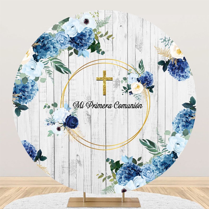 Round My First Communion Wood Board Photography Backdrop,watercolor ...