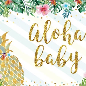 Aloha Baby Photography Backdrop Tropical plants Flowers Birthday Baby Shower pineapple Background Photo Booth Studio Props,Custom Backdrop