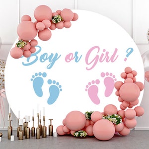 Sfondo fotografico rotondo per rivelazione del sesso del piede rosa blu, sfondo per feste di compleanno per bambini o bambine, sfondo per studio, sfondo personalizzato