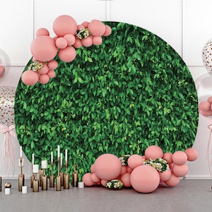 Round Green Leaves Photography Backdrop,Spring Grass Wedding Birthday Party Baby Shower Circle Background Photo Booth Studio,Custom backdrop