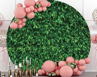 Round Green Leaves Photography Backdrop,Spring Grass Wedding Birthday Party Baby Shower Circle Background Photo Booth Studio,Custom backdrop
