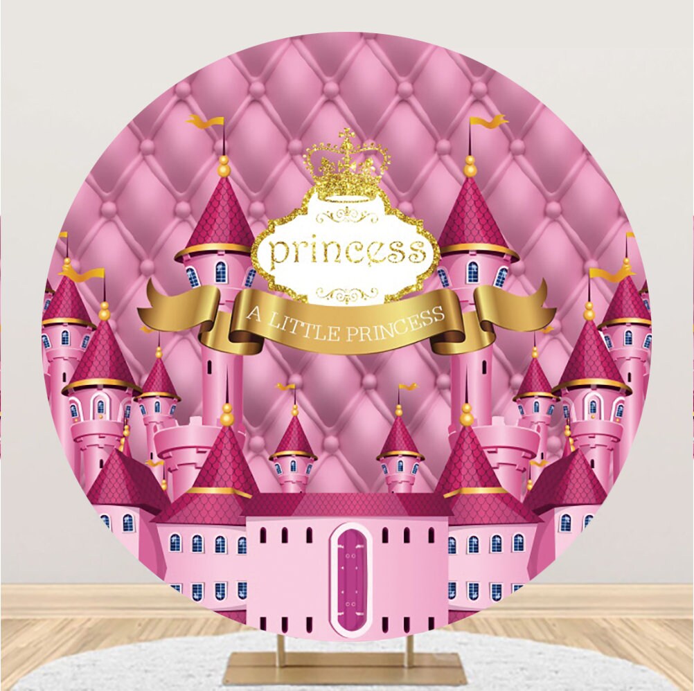 Round Princess Background Round Princess Castle Photography Backdrop,cartoon Kids Birthday Party ...