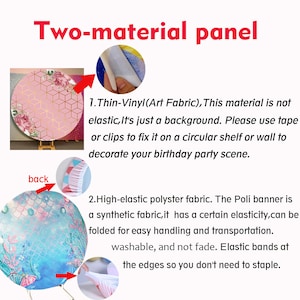 Cartoon Disney Princess Decor 3pcs Cylinder Cover Backdrop,Rainbow Castle Girl Birthday Party Baby Shower Decor Round Background photo Booth imagen 5