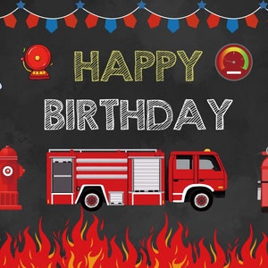 Feuerwehrmann Feuerwehrauto alles Gute zum Geburtstag Fotografie Hintergrund, Junge Geburtstag Hintergrund Banner, Feuerwehrauto Hintergrund Dekor, Vinyl Foto Hintergrund Prop