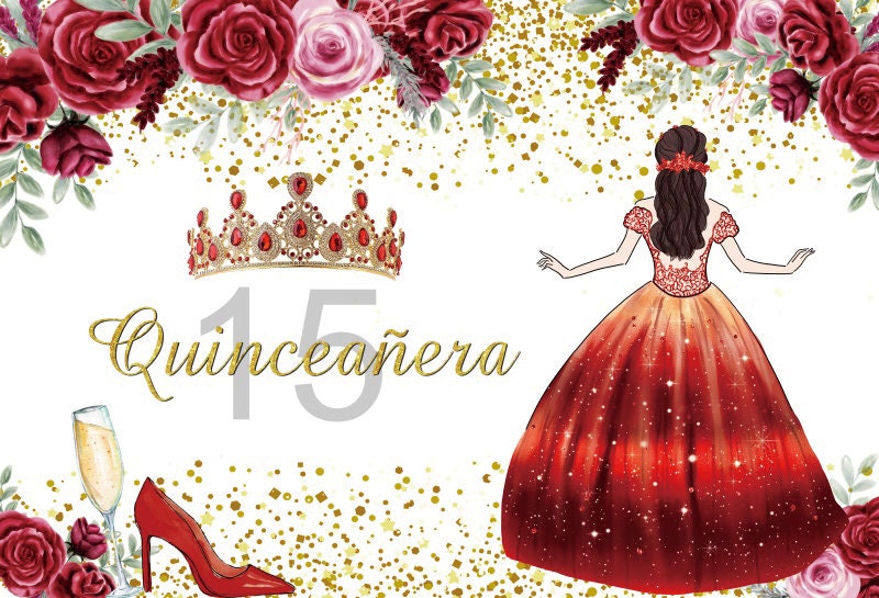 Quinceanera Red Princess Background for Sweet 15 Birthday | Etsy