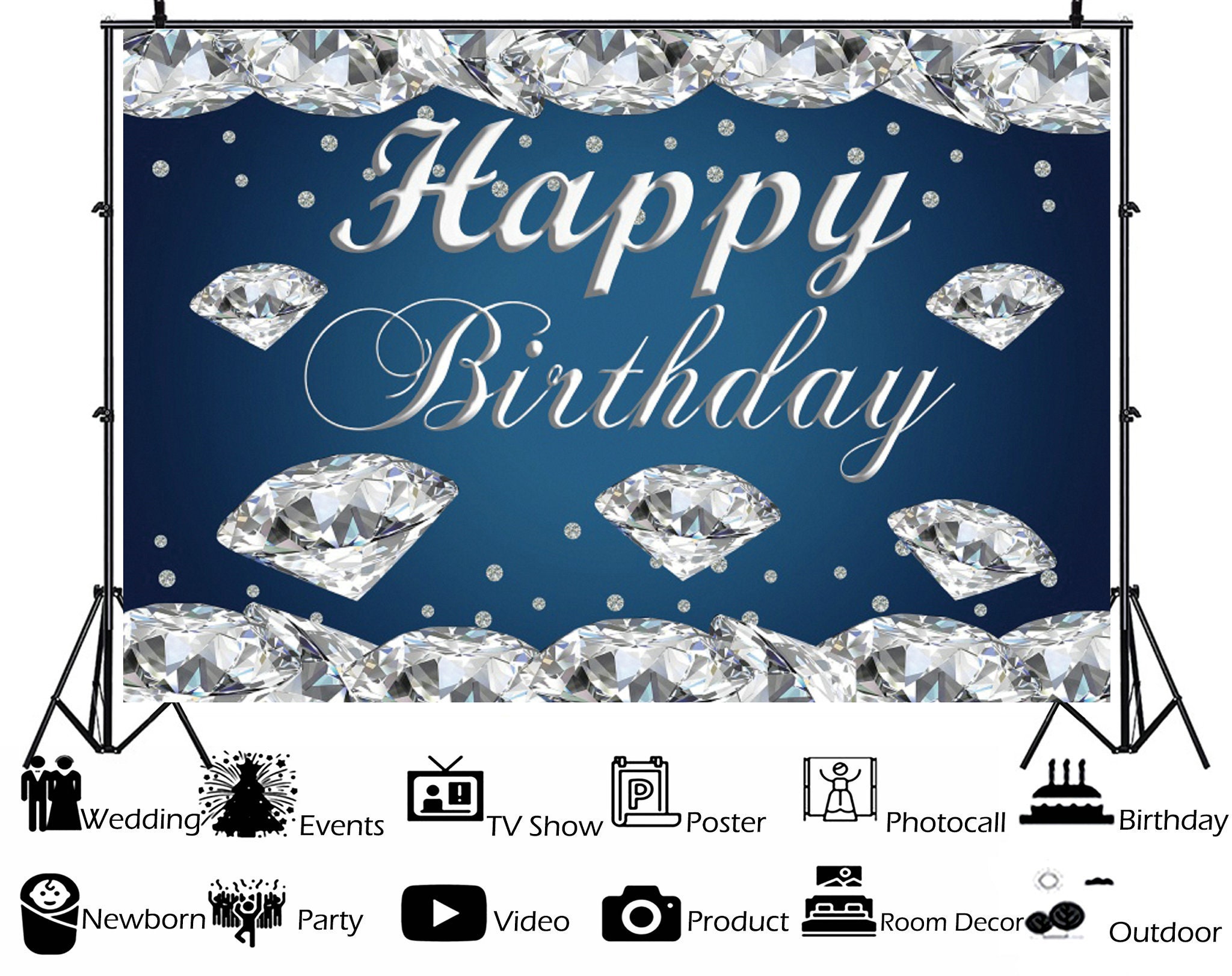Diamonds Happy Birthday Photography BackdropDiamond Blue Etsy