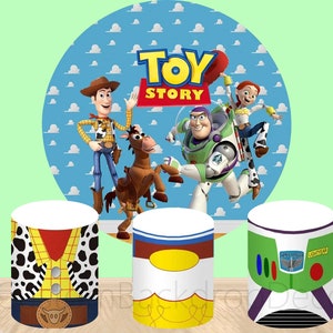 Cartoon Elastic Cylinder Cover Backdrop,Cartoon Boy Round Backdrop,Kids Birthday Party Decor Round Photo Background