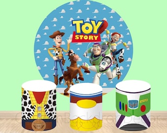 Cartoon Elastic Cylinder Cover Backdrop,Cartoon Boy Round Backdrop,Kids Birthday Party Decor Round Photo Background