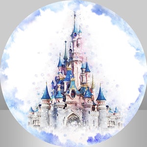 Round Cartoon Princess Castle Photography Backdrop,Kids Birthday Party Decor Baby shower Circle Background Photo Studio prop,Custom backdrop