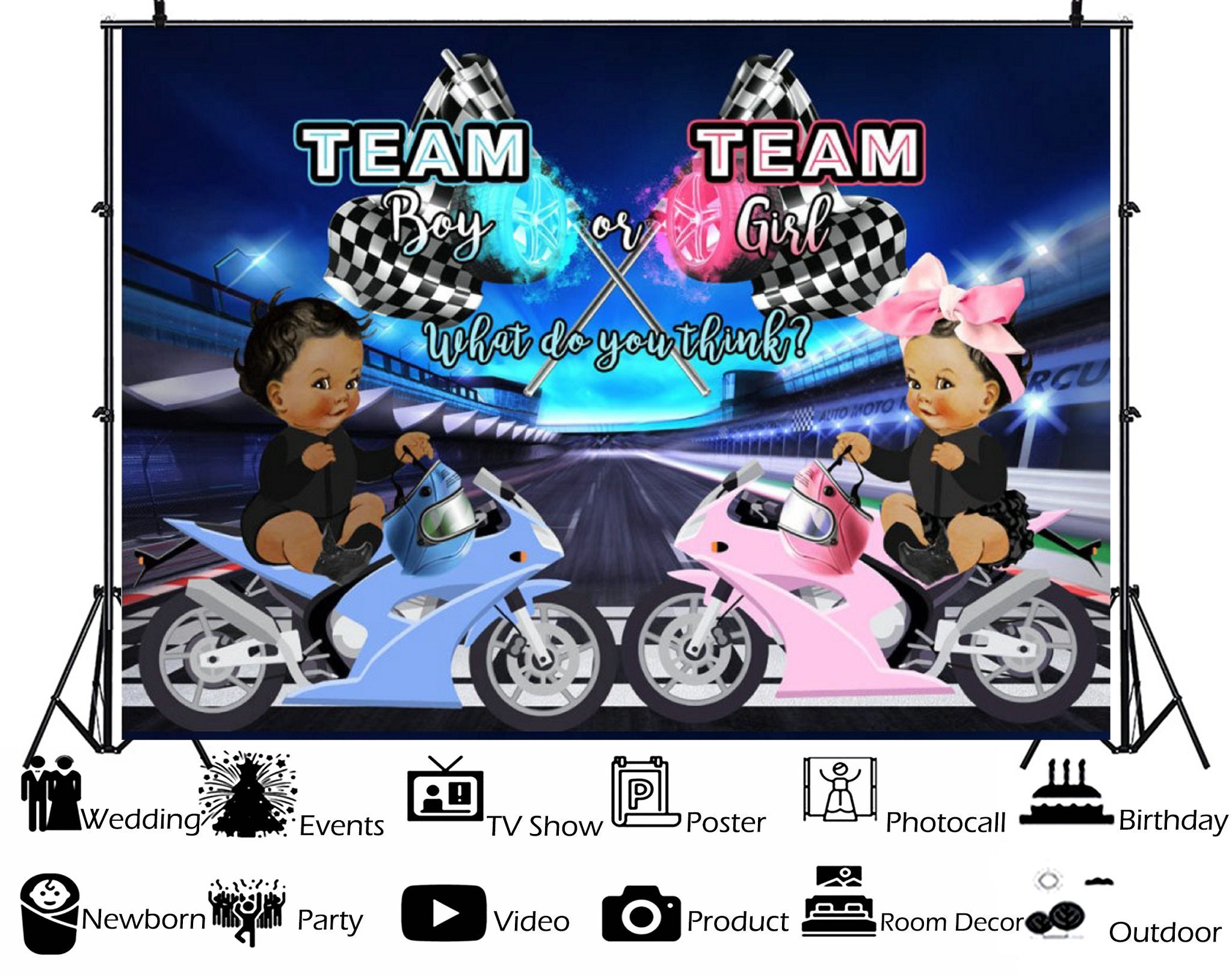 Racing Car Themed Gender Reveal Boy or Girl Baby Shower Etsy