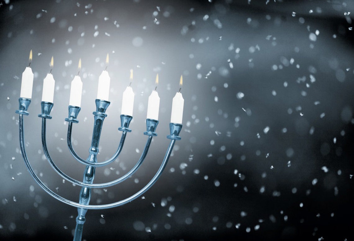 Happy Hanukkah Photography Backdrop Chanukah Candlestick Photo Etsy