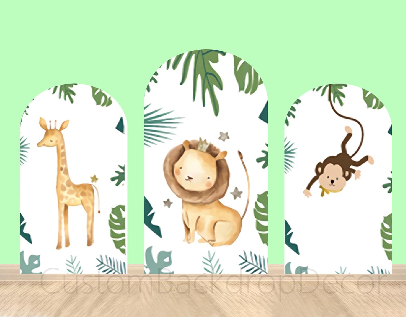 Jungle Animal Lion Monkey Double Sided Arch Wall Backdrop Cartoon Arch ...