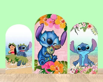 Lilo and Stitch Round Arch Cover Wall Backdrop Summer Beach Hawaii theme Arch Background Birthday Party Decor Elastic Arch Backdrop Cover