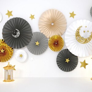 Islamic Eid Mubarak Photo Backdrop Happy Festival Glod Moon Bokeh Photography Background Navy Blue Sky Shiny Vinyl Photo Studio Props
