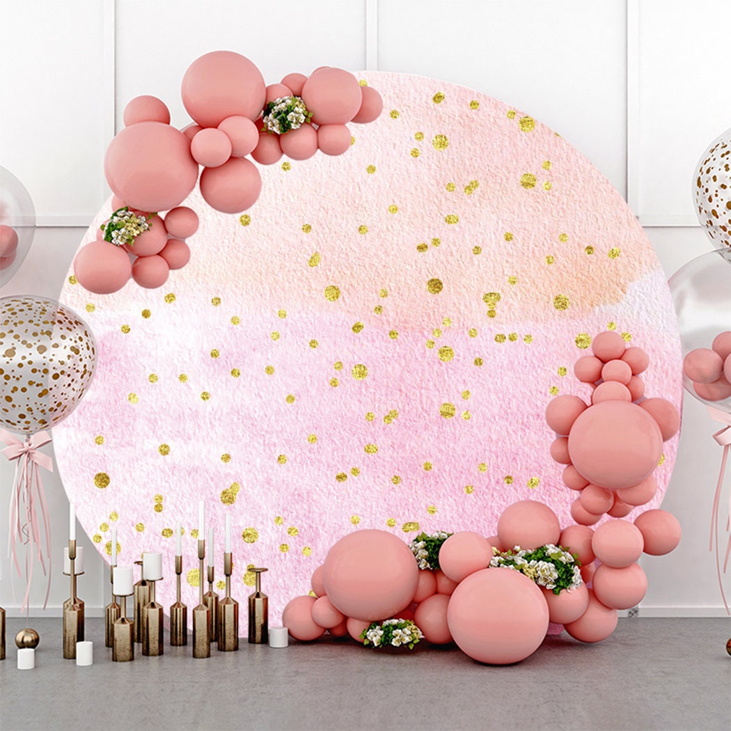 Rainbow Glod Glitter Round Photography Backdrop,Watercolor Baby Child Portrait Birthday Party Decor Circle Background Studio,Custom backdrop