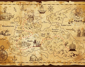 Pirate Treasure Map Photography Backdrop Newborn Kids Birthday party decor Vinyl Backdrop banner Wedding poster Background Photo studio prop