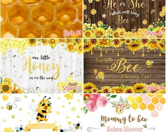 10x8ft Vinyl Bee Happy Birthday Backdrop Children Theme Honeycomb and Dipper Party Decor Beekeeping Photo Props for Studio LYLS645 for Party Decoration Birthday YouTube Videos School Photoshoot Photo