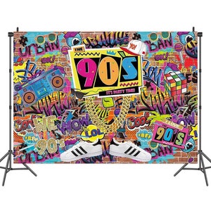 90s Love graffiti Photography Backdrop graffiti wall Party Decor Photocall Photophone,boy girl Birthday Themed Background Photo Booth Studio