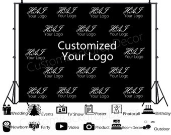Custom Logo Step and Repeat Photography Backdrop,Custom party Event Backdrop,Beauty Banner Backdrop,Personalized Custom Size Color backdrop
