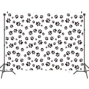 Cartoon dog Black Paw Photography Backdrops Boy Girl Baby Shower Birthday Party Background Photo Booth Studio Props,Custom Backdrop banner