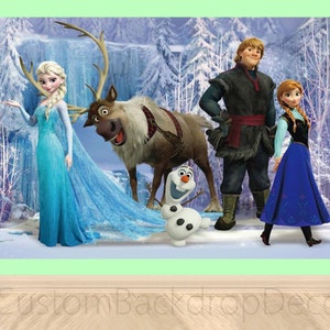 Disney Frozen Princess Girl Birthday Party Photography Backdrop,Cartoon Disney Princess Backdrop,Kids Baby shower Party Background Banner