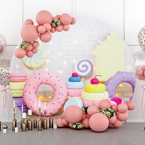Round Donut Candy Land Photography Backdrop,newborn 1st Birthday Party ...