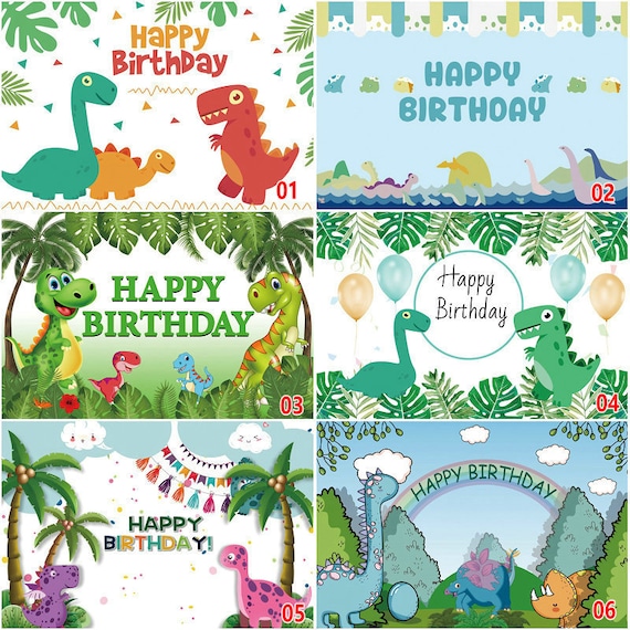 Dinosaurs Happy Birthday Photography Backdrop,dinosaurs Theme Birthday  Vinyl Background Decor,dino Party Printed Backdrop Banner 