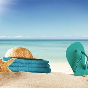Sommer Sea Side Beach Party Fotografie Studio Backdrops, Starfish Backdrop Decor, Blue Sky Seaside Hintergrund Vinyl Photo Booth Requisiten
