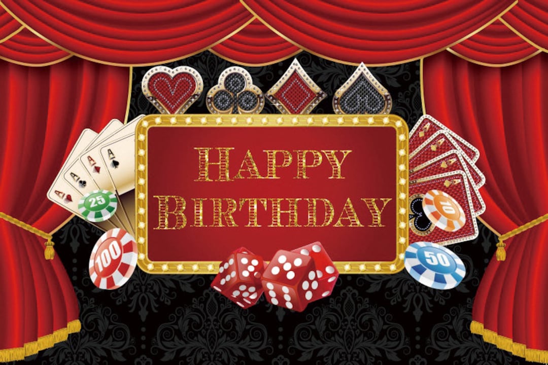 Playing Cards Casino Happy Birthday Photography Backdrop,game Show