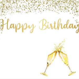 Champagne White Gold Glitter Dots Photography Backdrop,Happy 16th 30th 40th 60th Birthday party Background Photo Booth Props,Custom backdrop