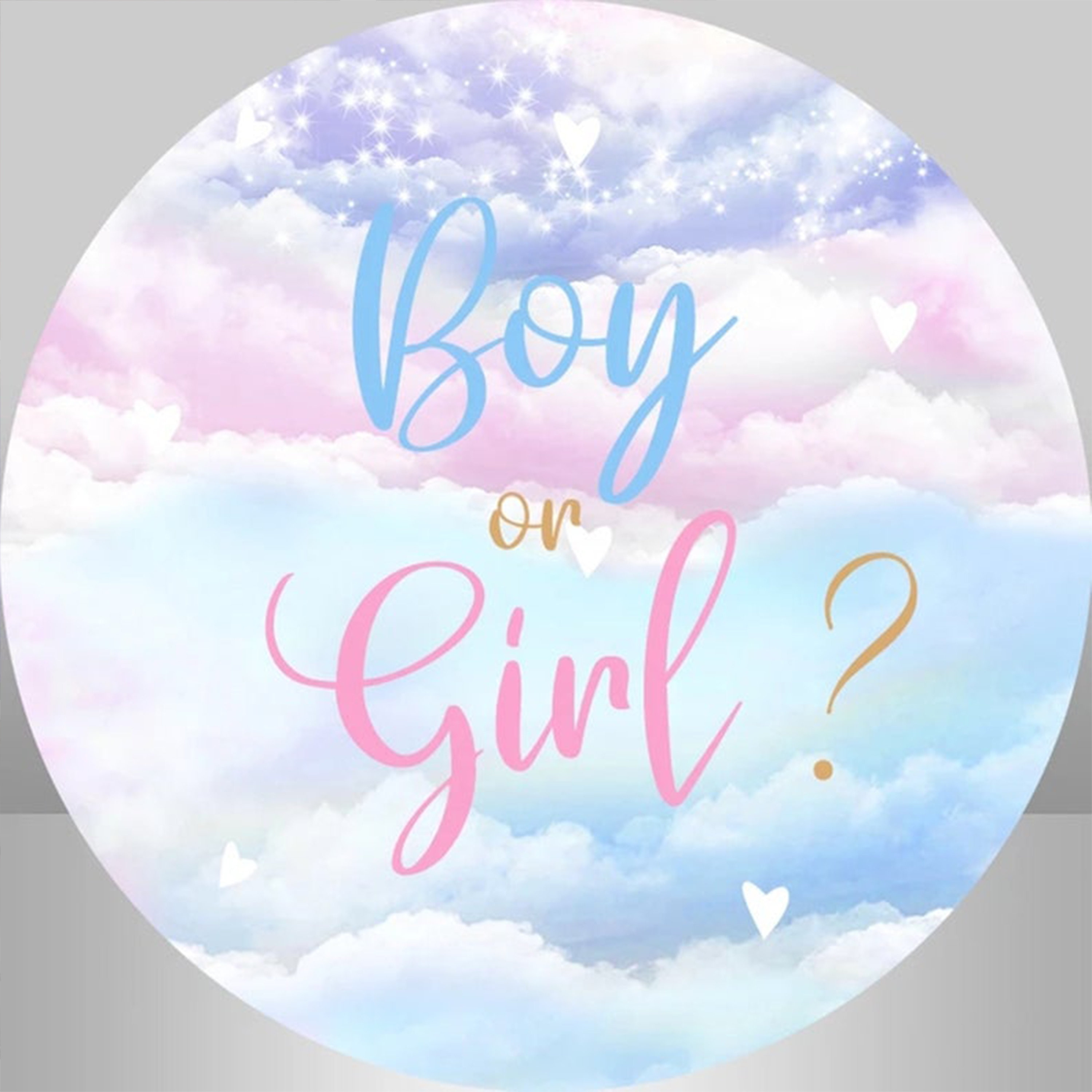 Pink Blue Clouds Gender Reveal Round Photography BackdropBoy Etsy