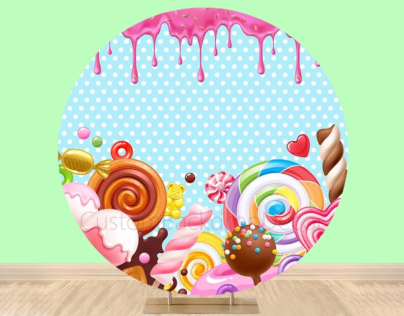 Donut Candyland Cylinder Cover Backdropnewborn 1st Birthday Etsy