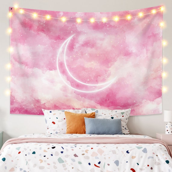 Pink Sky Moon Tapestry pink Tapestry for Living Room pink Moon Home Decor Wall Hanging Tapestries dorm Decor Bedding Wall Art Tapestry Etsy