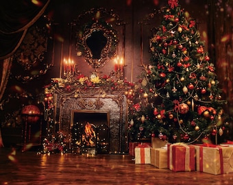 Beautiful christmas scene Photography backdrop Merry Christmas Party Decoration Photo Background Studio props,Custom Christmas Tree backdrop