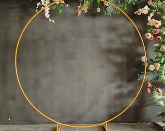 Round Backdrop Stand,Circle Gold White Metal Iron Wedding Party Round Arch Stand,Photo Booth Backdrop Stand,Backdrop Frame Support Stand