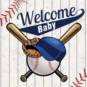Baseball Photography Backdrop,Baby Shower Kids Birthday Party Vinyl Vinyl Photo Booth Background,Baseball Welcome Baby backdrop banner