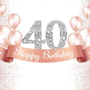 Alles Gute zum Geburtstag Party Hintergrund für Erwachsene Frau Rose Gold 30.40.50.Fabelhafte Geburtstags-Foto-Hintergrund Ballon Glitter Custom,jedes Alter