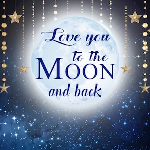 Love you to the Moon and back Photography Backdrop Gold Stars Theme Party Photo Background Twinkle Little Star Custom Photo Backdrop Props