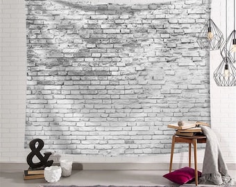 White Brick Wall Tapestry for Living Room,Brick Wall  Home Decor Brick Wall Hanging Tapestry,Dorm Decor Bedding Brick wall Art Tapestry