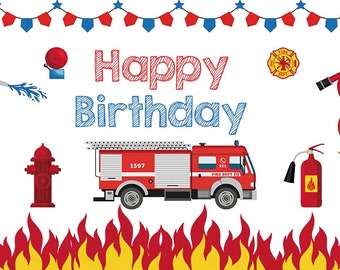Fotohintergrund Feuerwehrstation – Für Kindergeburtstag, Baby Shower & Photo Booth