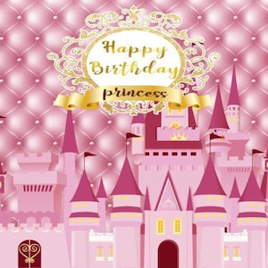 Pink castle princess Photography Backdrop Princess Birthday Party Poster Vinyl Background Banner Props Photocall,Pink castle Backdrop Decor