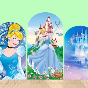 Beauty Disney Prinzessinnen doppelseitiger Bogen Wand Backdrop Blau Schloss Hintergrund Cinderella Mädchen Geburtstagsparty Elastischer Bogen Backdrop