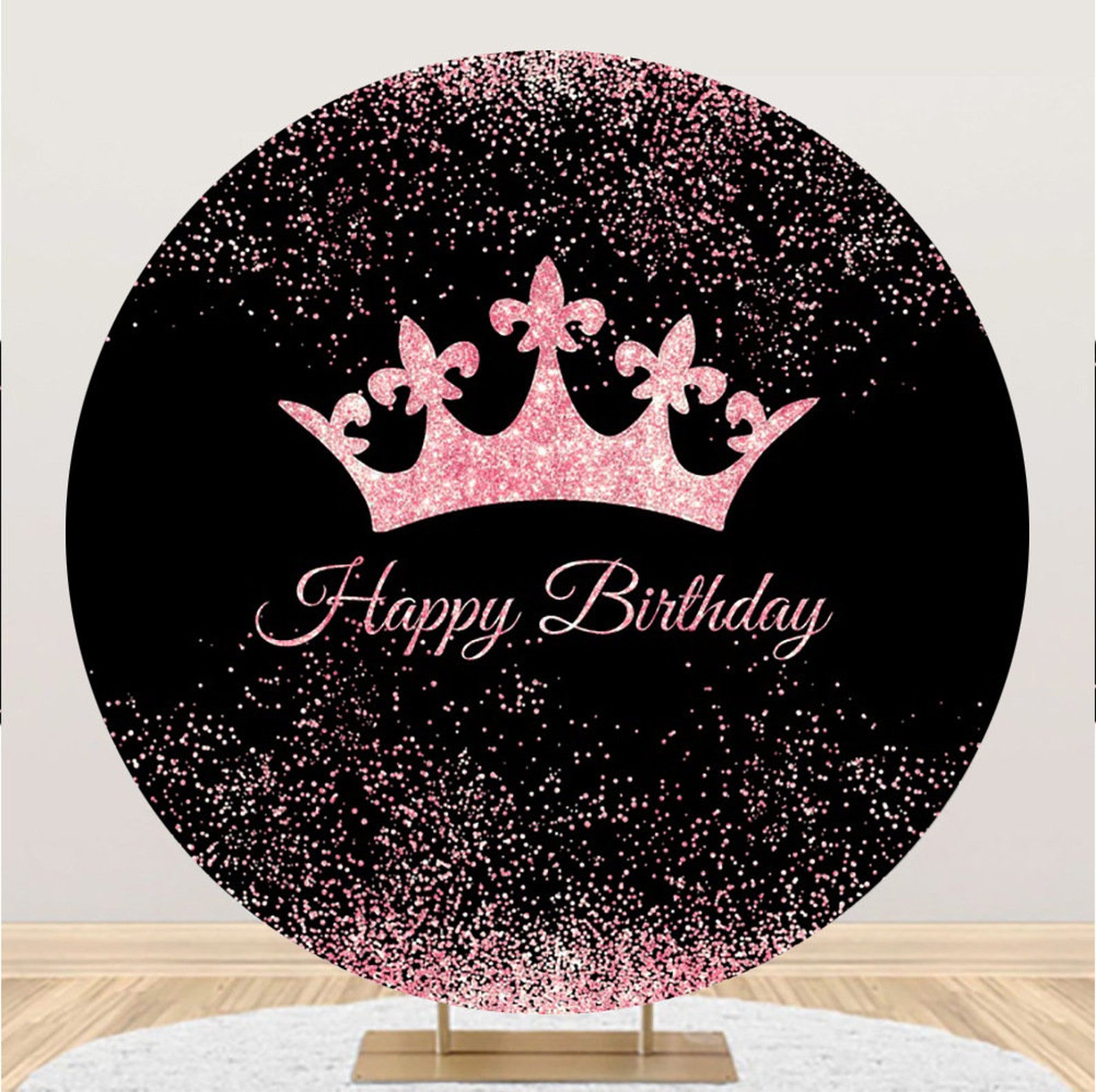 Silver Crown Glitter Circle Baby Shower Backdrop