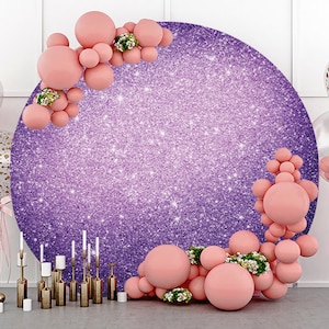Round Custom Purple Glitter Photography Backdrop,Girl Lady Women Birthday Party Wedding baby shower Decor Circle Background Photo Studio