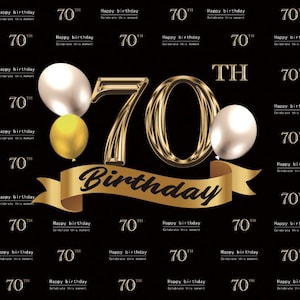 70° 50° Buon Compleanno Sfondo Fotografico, Oro e Nero 30° 60° Compleanno Sfondo Vinile Studio Fotografico Sfondo Cabina, Sfondo Festa Decorazione