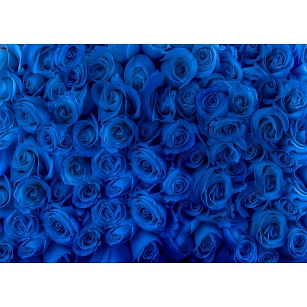 Royal Blue Rose Flower Photography Backdrop Wedding Birthday Party Background Vinyl Polyester Photo Booth Studio prop,Custom Backdrop banner